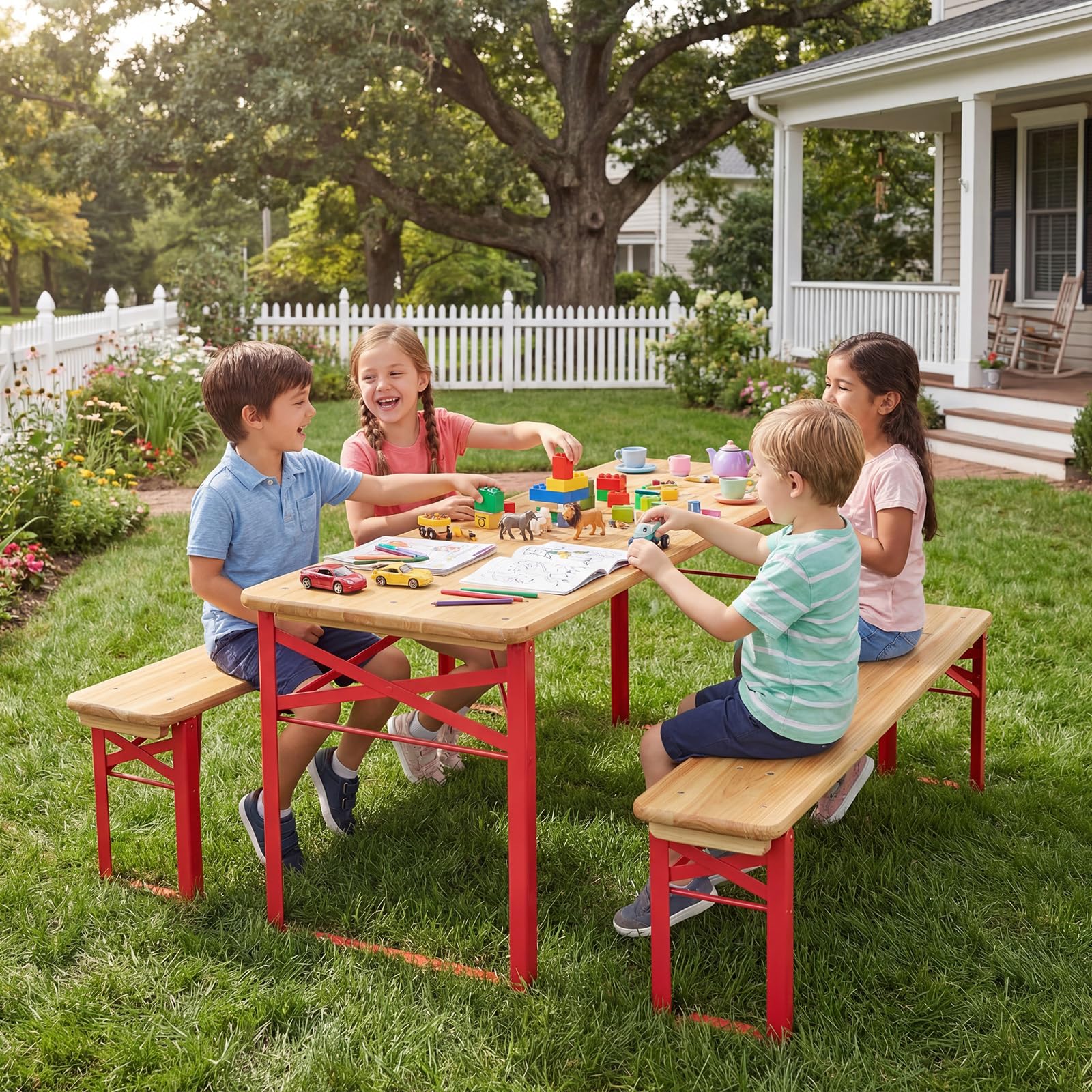 Amazon.com: KOTEK Folding Kids Picnic Table, 43.5 Inch Toddler